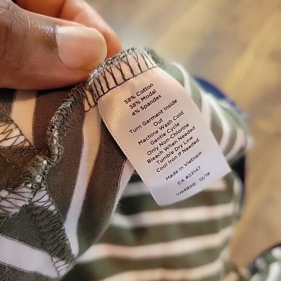 Talbots Skirt Womens Medium Petite Green Stripe Stretch PullOn Ruffle Wrap - Picture 8 of 8